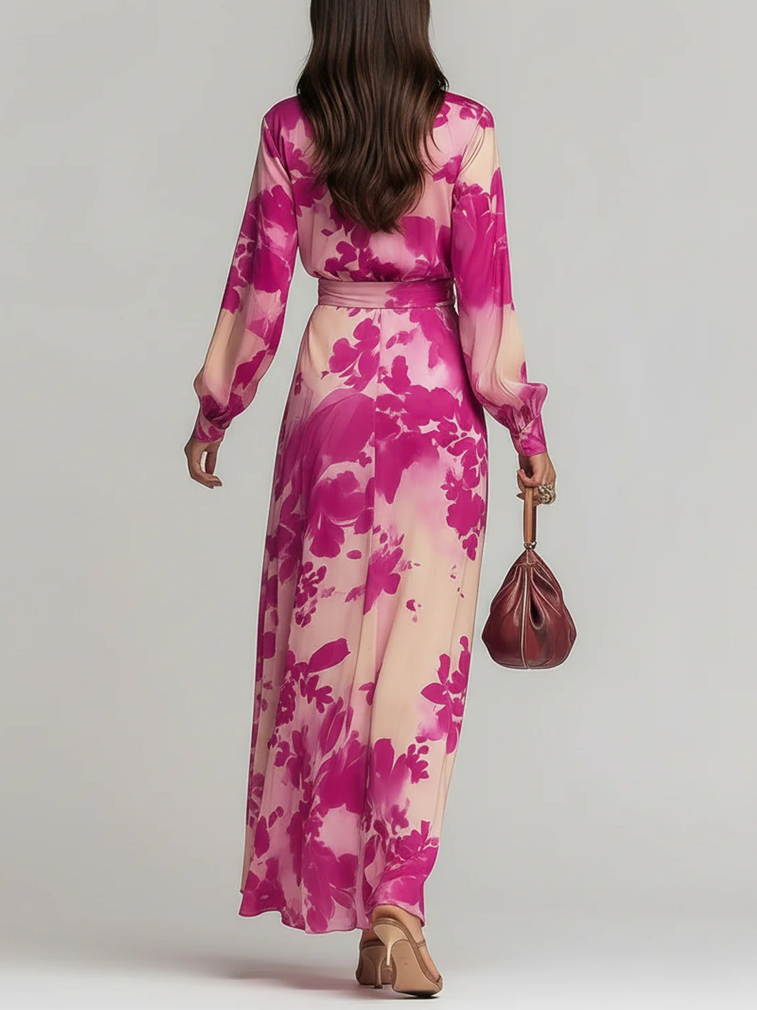 Emilia – Floral Chiffon Long-sleeve Dress - Image 2
