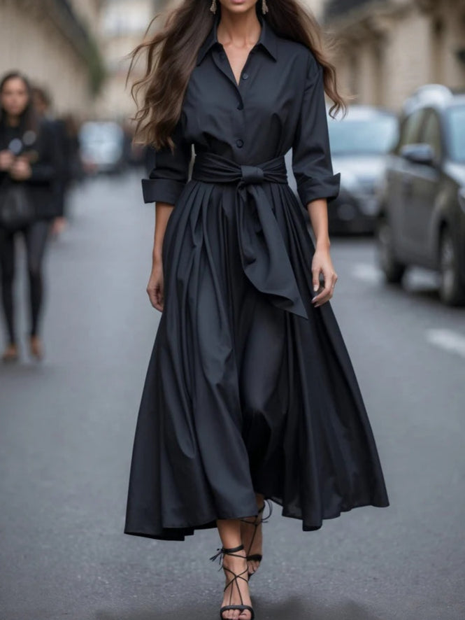 Vanessa – Women Long-Sleeve Tie Dress - Image 3