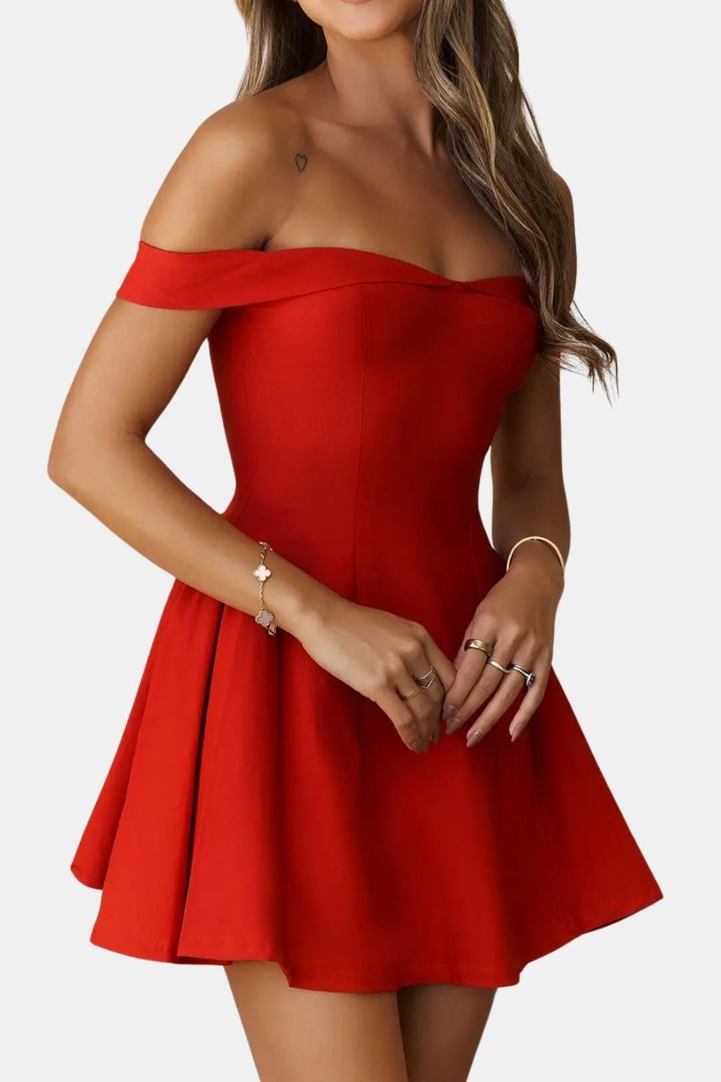 Emilia – Off-Shoulder Sculpted Dress - Image 3