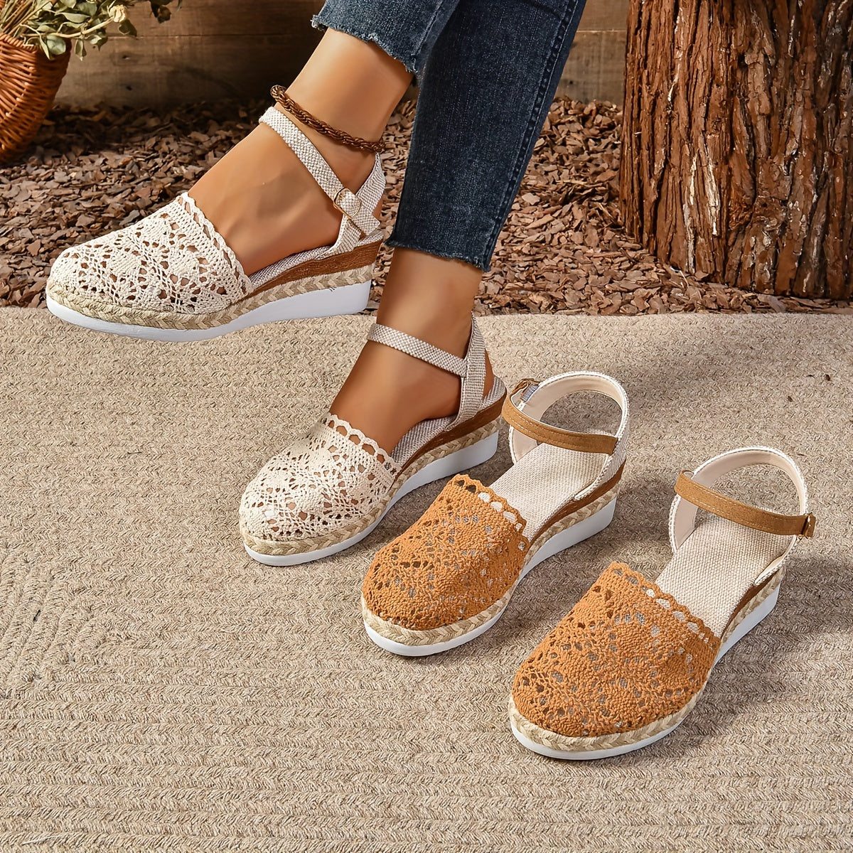 Annika – Women Crochet Wedge Sandals - Image 4