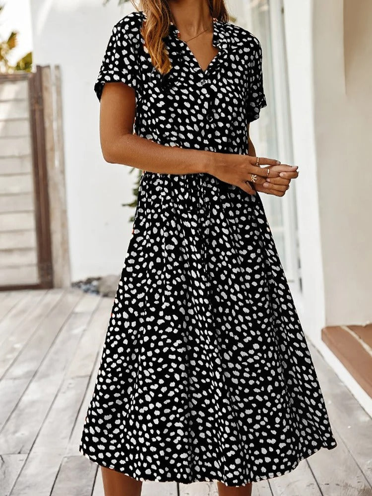 Midi Dress Women with Button Front and Flattering Drawstring Waist - Image 14