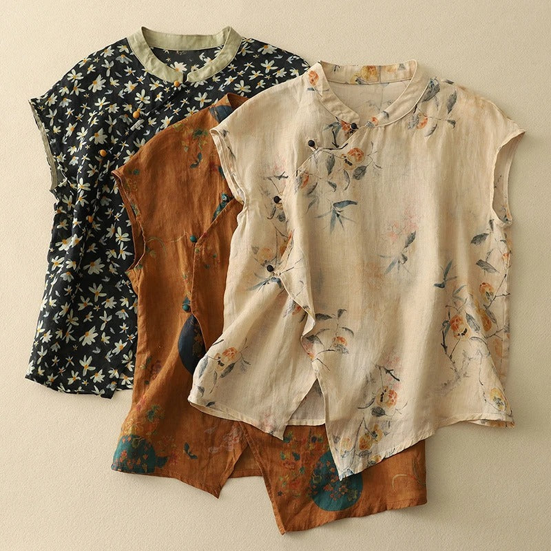 Elke – Women Vintage Sleeveless Blouse - Image 2