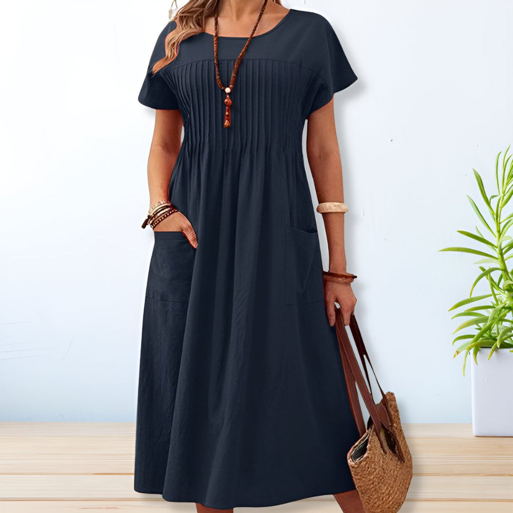 Mara – Relaxed Fit Pleated Day Dress - Image 3