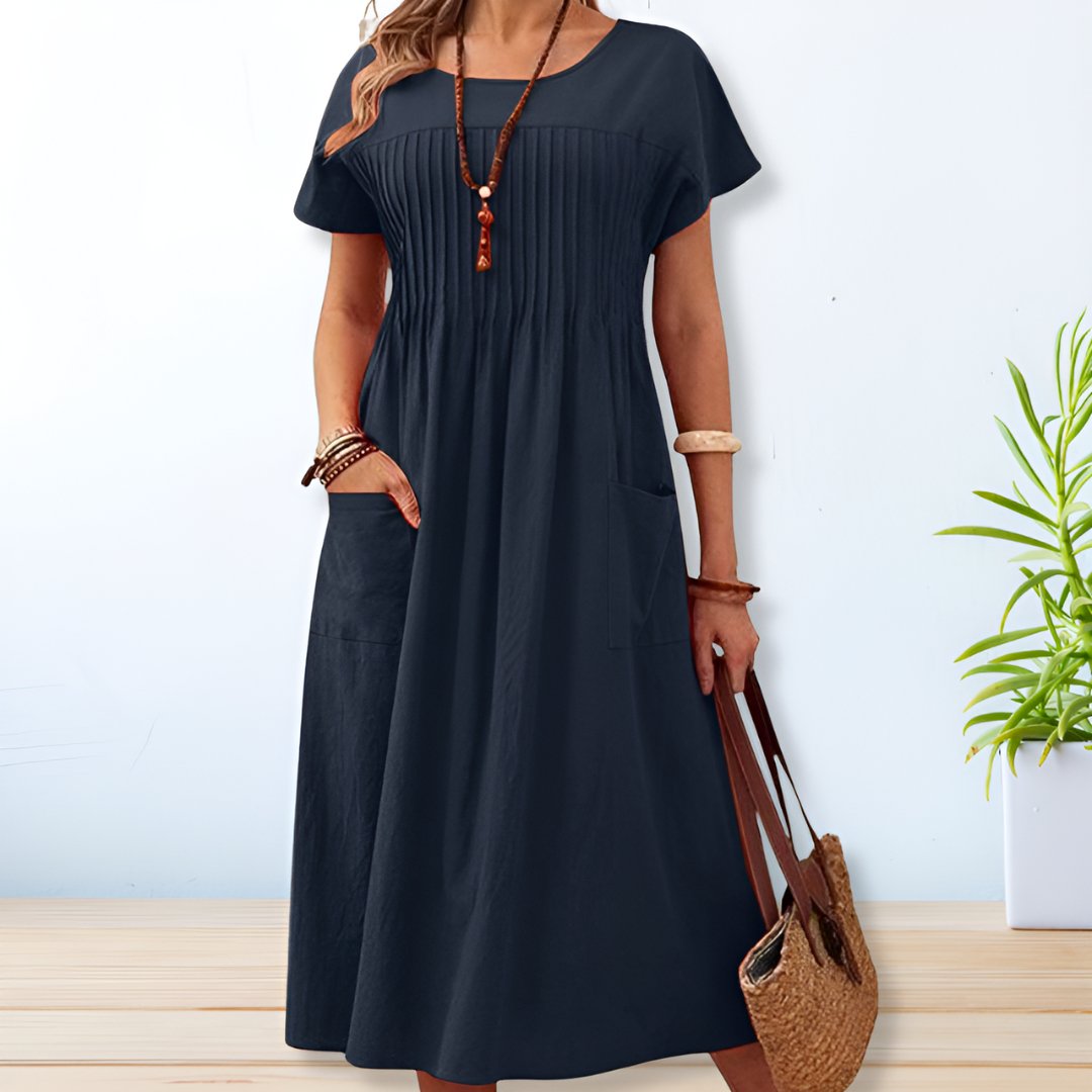 Mara – Relaxed Fit Pleated Day Dress - Image 3