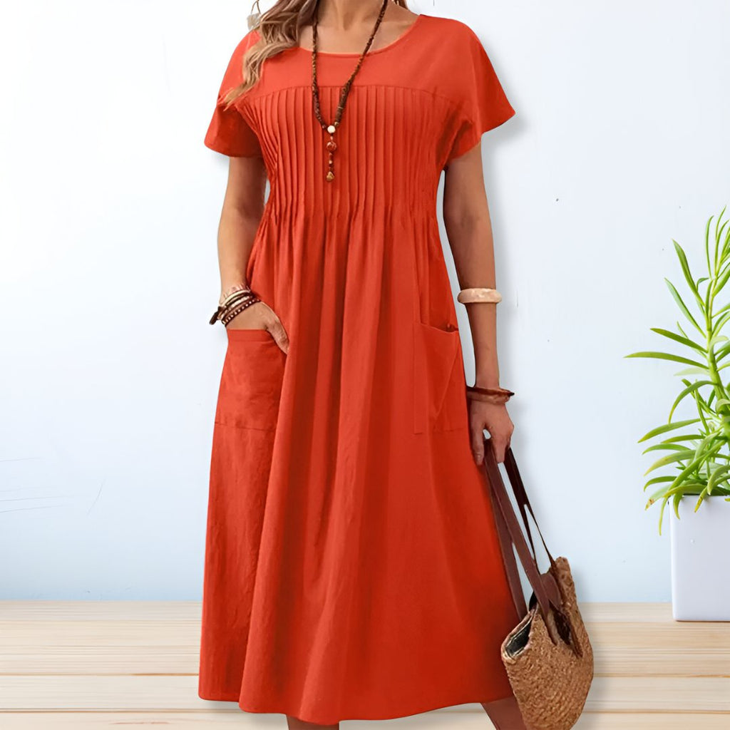 Mara – Relaxed Fit Pleated Day Dress - Image 2