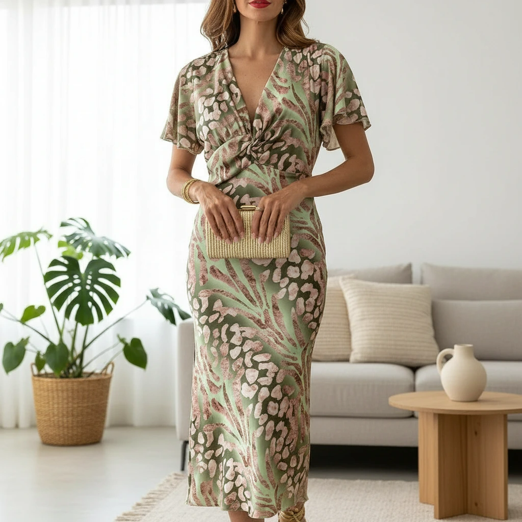 Nadine – Elegantes Midikleid im Wickelstil für Damen - Image 1