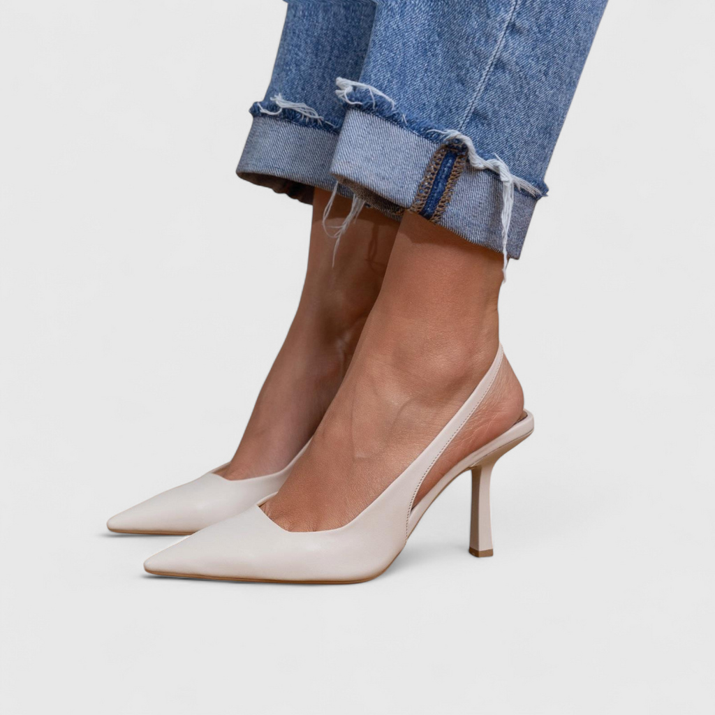 Slingback Heels Women's Suede Look Pointed Toe Low Heel - Image 4