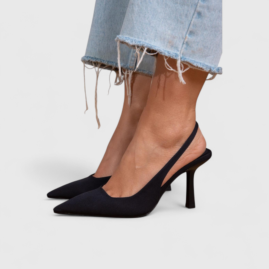 Slingback Heels Women's Suede Look Pointed Toe Low Heel - Image 3