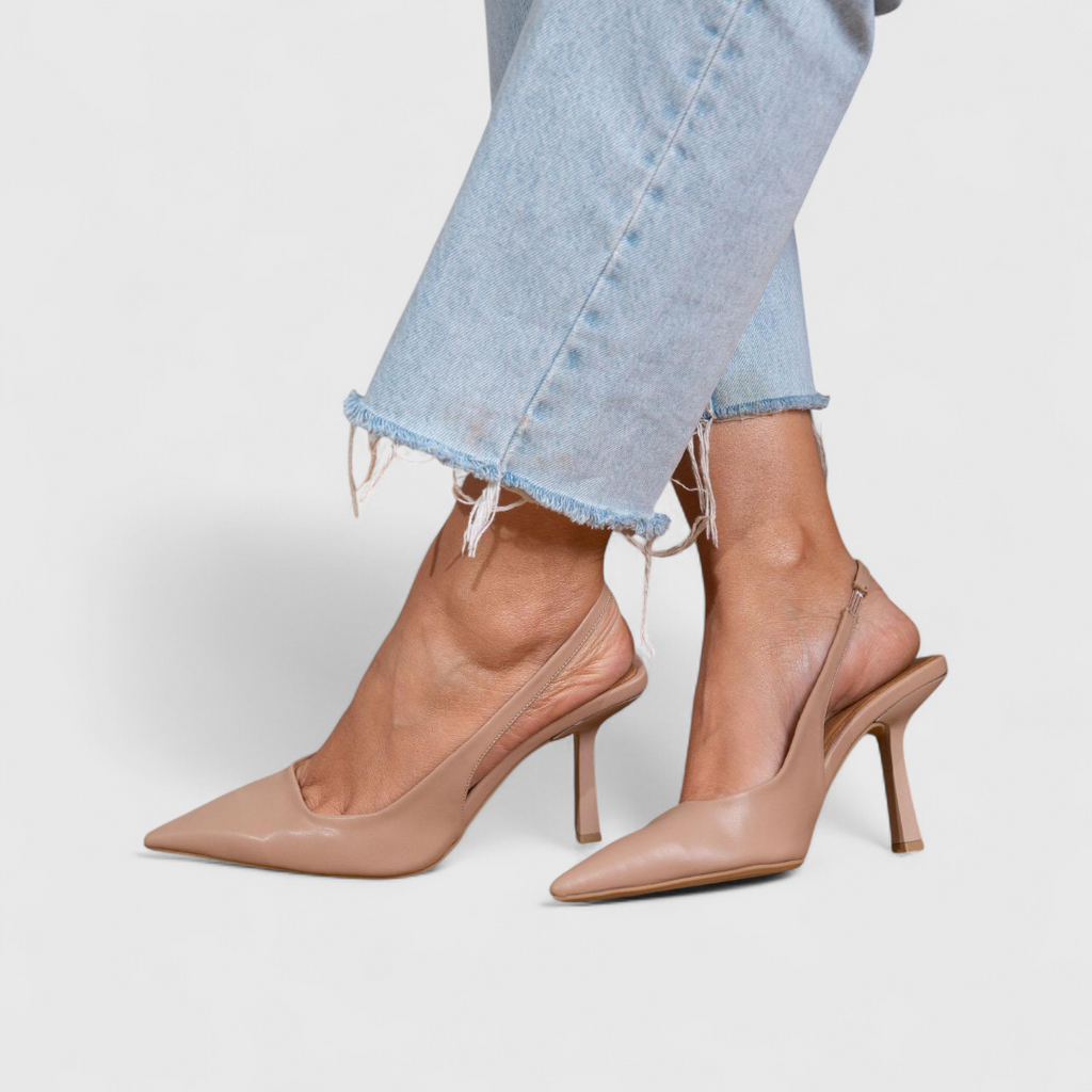 Slingback Heels Women's Suede Look Pointed Toe Low Heel - Image 5