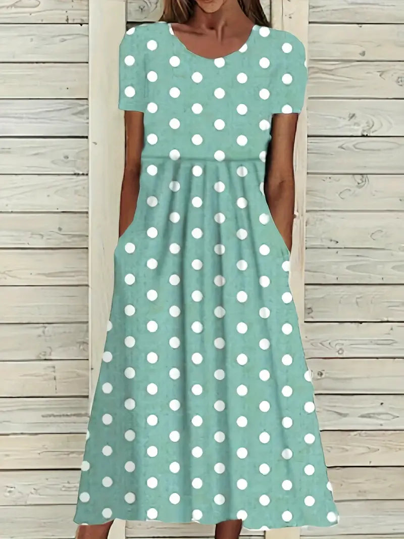 Maxi Dress Women with Polka Dots and Flattering Fit - Image 2