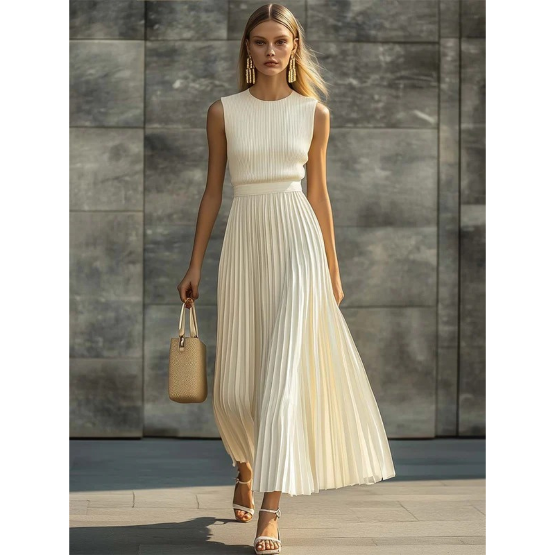 Maxi Dress Women's Pleated Design with Elegant Silhouette - Image 3