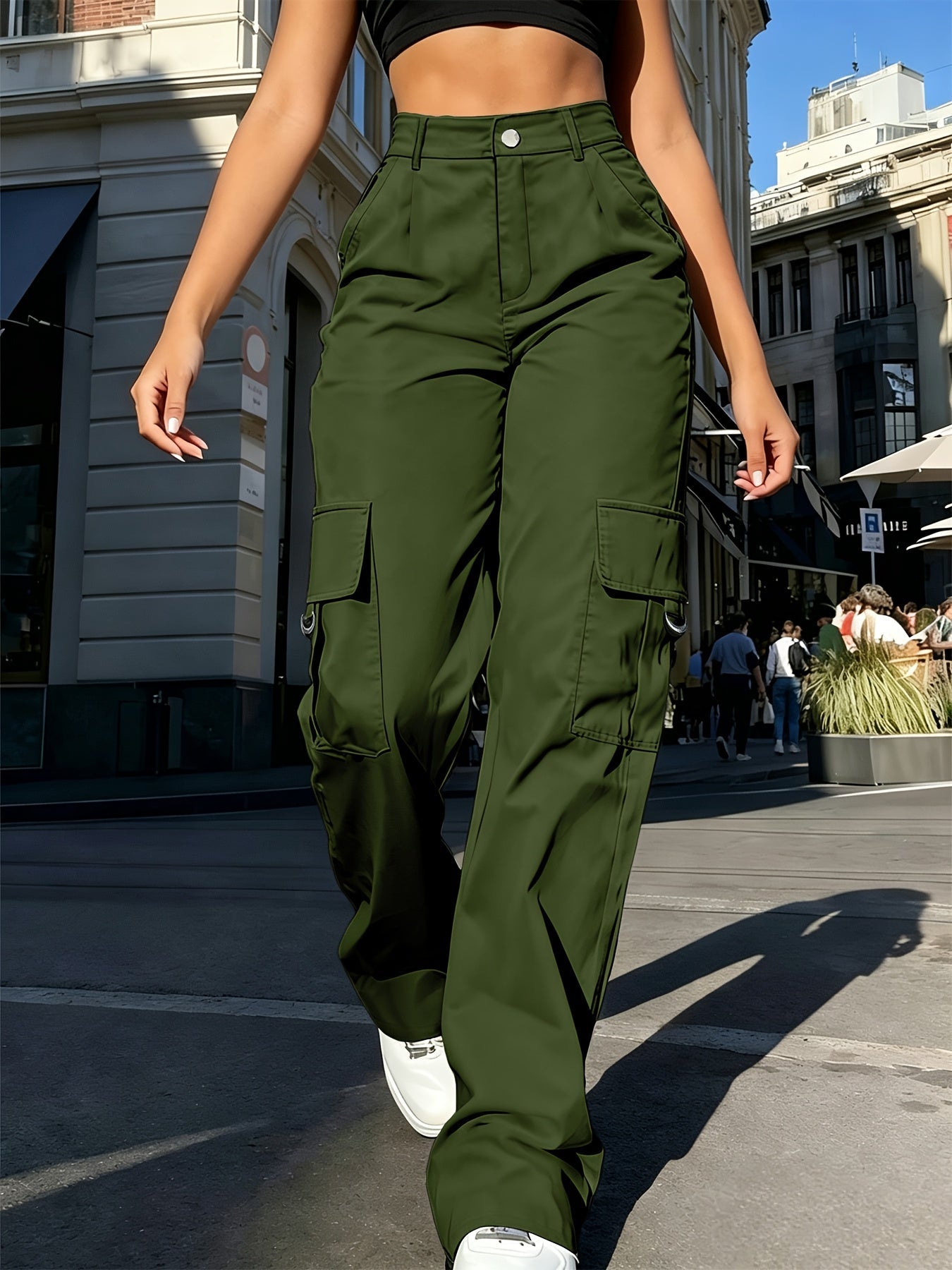 Cargo Pants Women's High Waisted with Pockets - Image 2