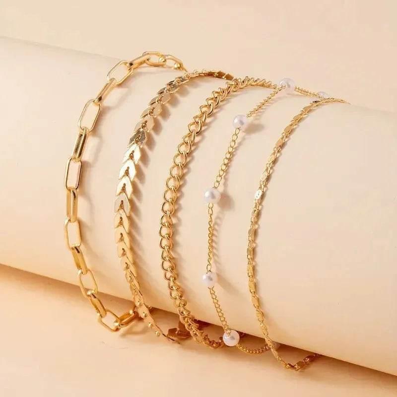 Alexandra – Elegant Anklet 5 piece Set - Image 2
