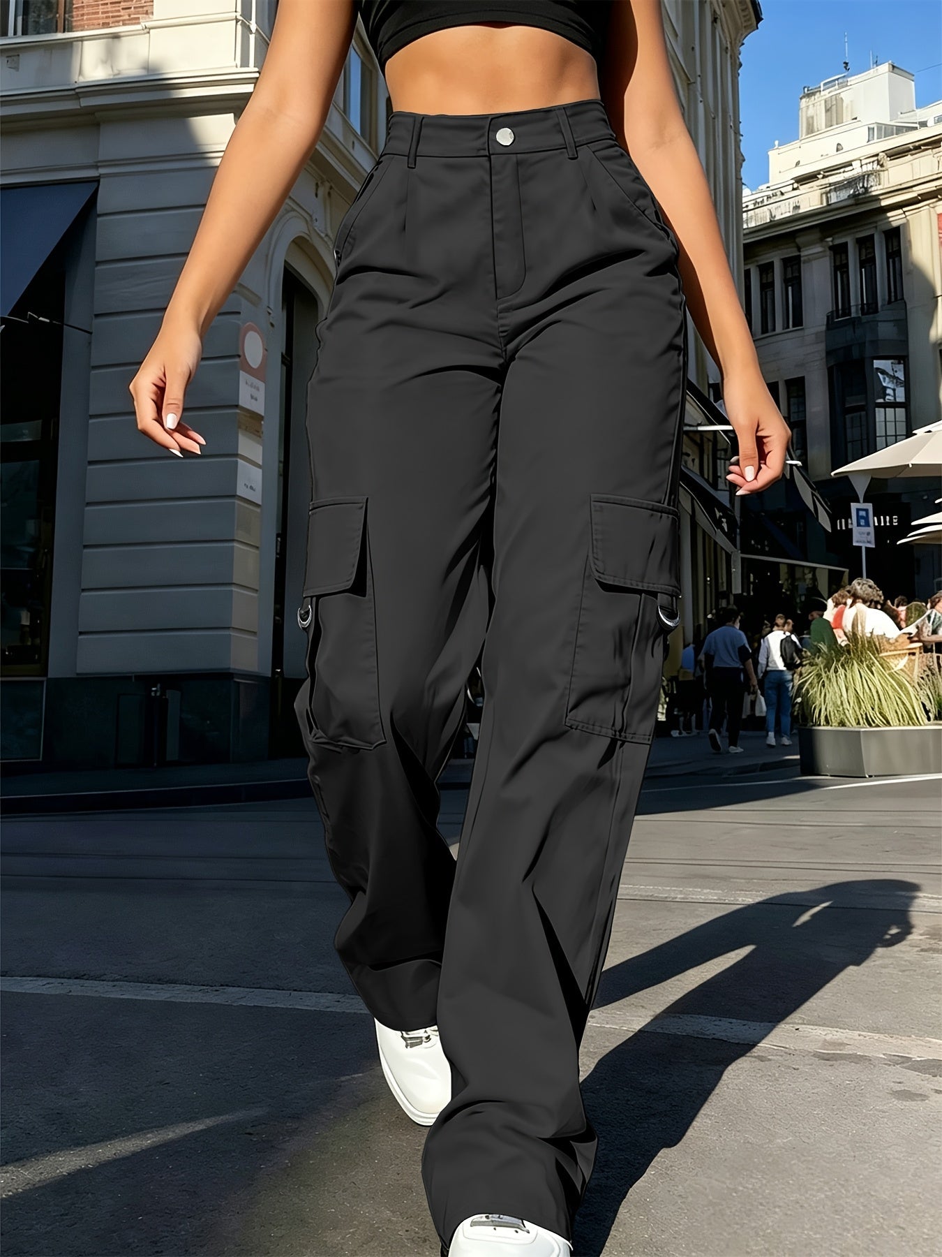 Cargo Pants Women's High Waisted with Pockets - Image 1