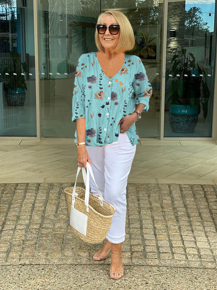 Margaret – Women Floral Print Blouse - Image 1