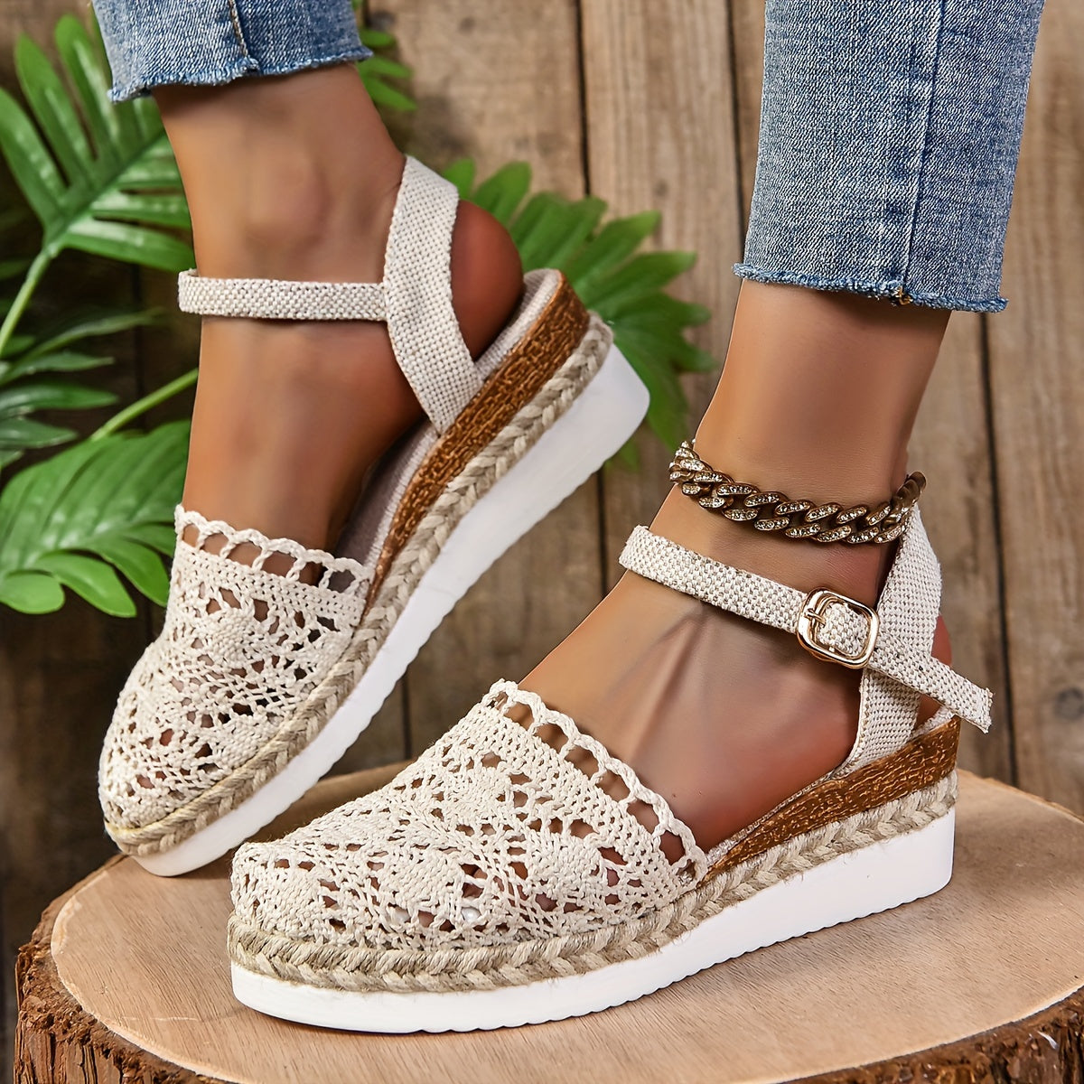 Annika – Women Crochet Wedge Sandals - Image 6