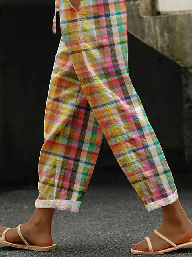 Frieda – Women Comfortable Checkered Pants - Image 2
