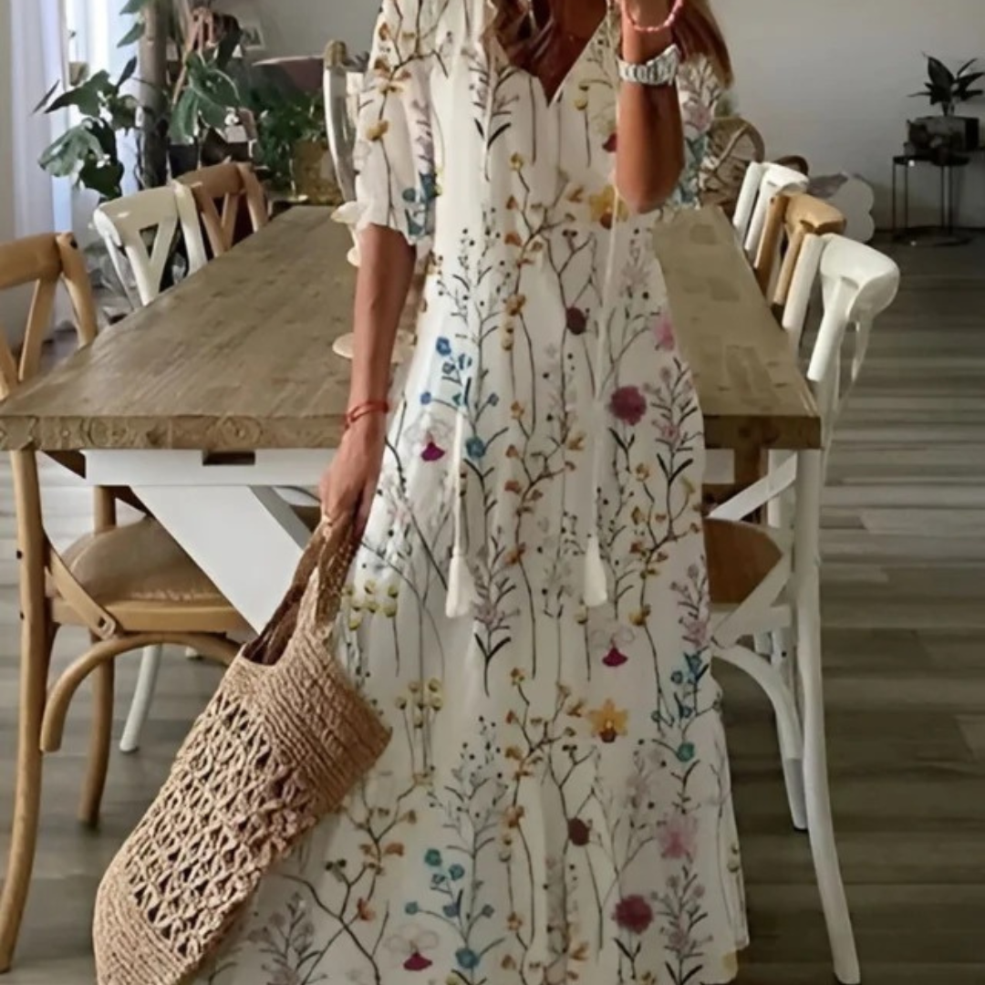 Maxi Dress Women with V-Neck and Short Sleeves  - Image 7