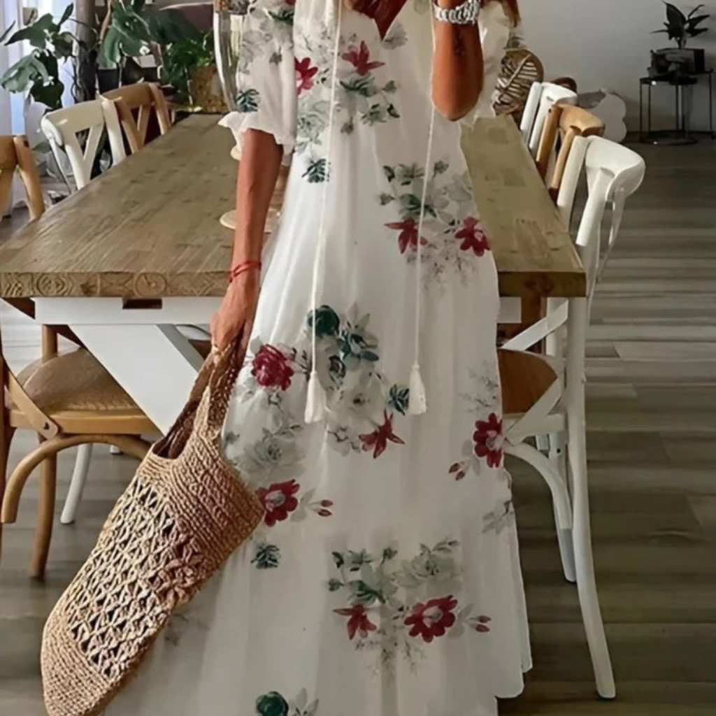 Maxi Dress Women with V-Neck and Short Sleeves  - Image 8