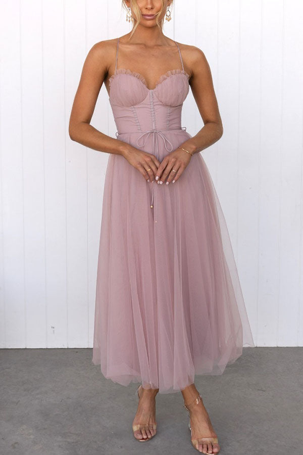 Midi Dress Women with Sweetheart Neckline and Flowy Skirt - Image 6