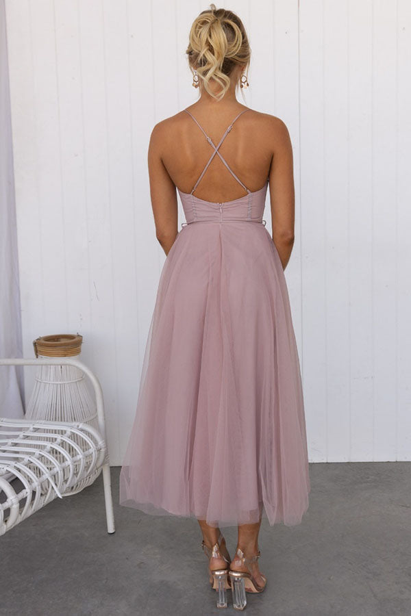 Midi Dress Women with Sweetheart Neckline and Flowy Skirt - Image 8