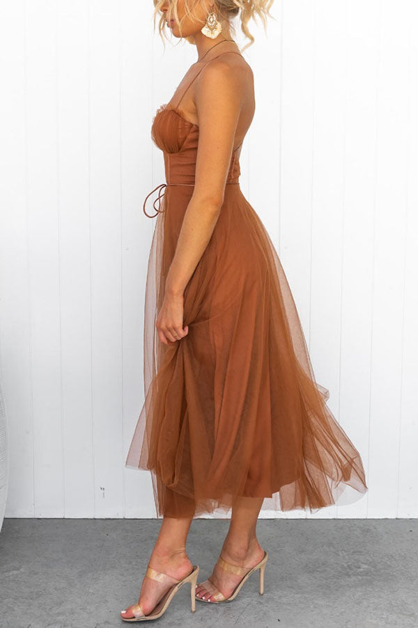 Midi Dress Women with Sweetheart Neckline and Flowy Skirt - Image 3
