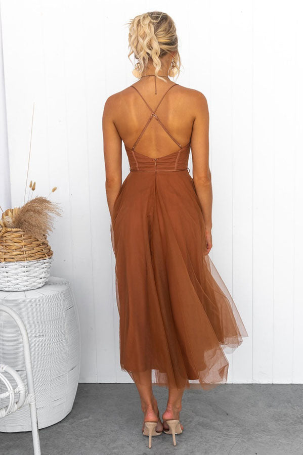 Midi Dress Women with Sweetheart Neckline and Flowy Skirt - Image 4