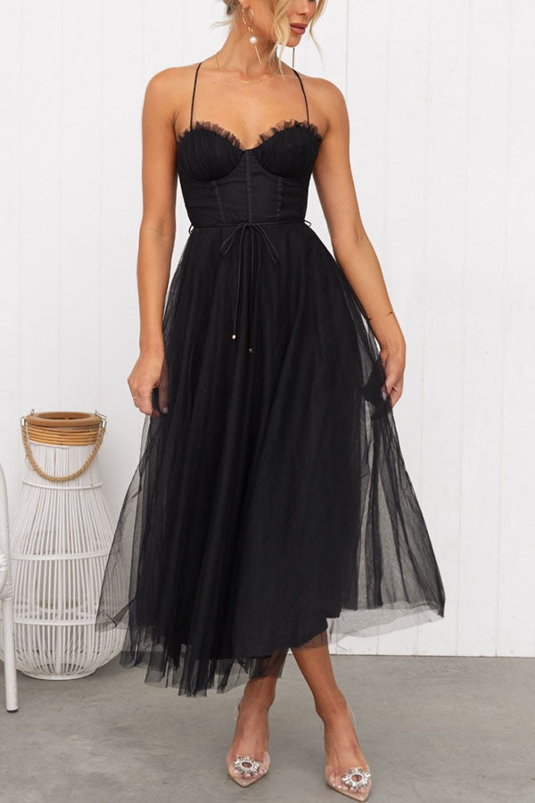 Midi Dress Women with Sweetheart Neckline and Flowy Skirt - Image 10