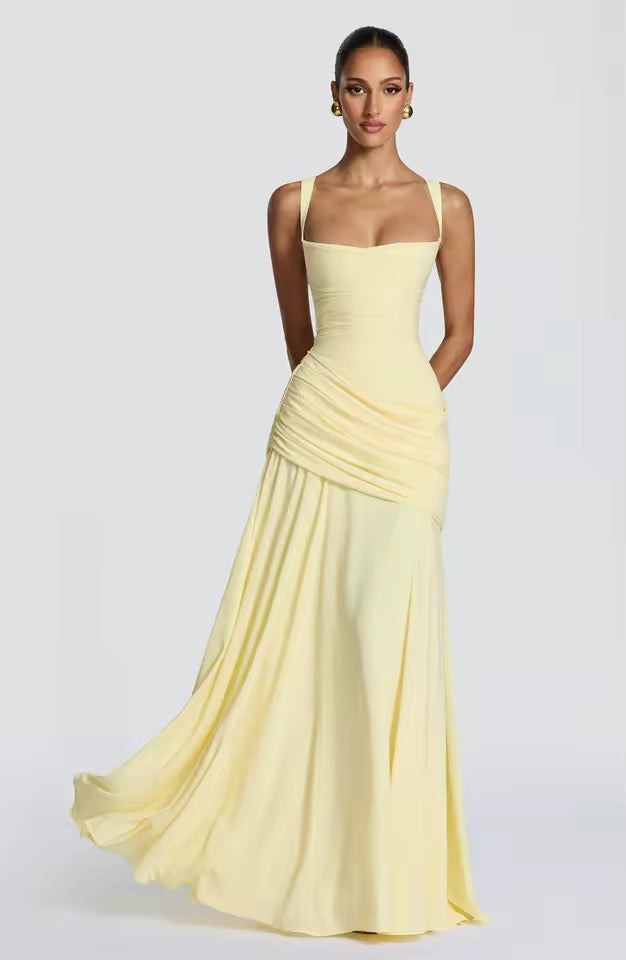 Maxi Dress Women with Structured Bodice and Flowing Skirt - Image 1
