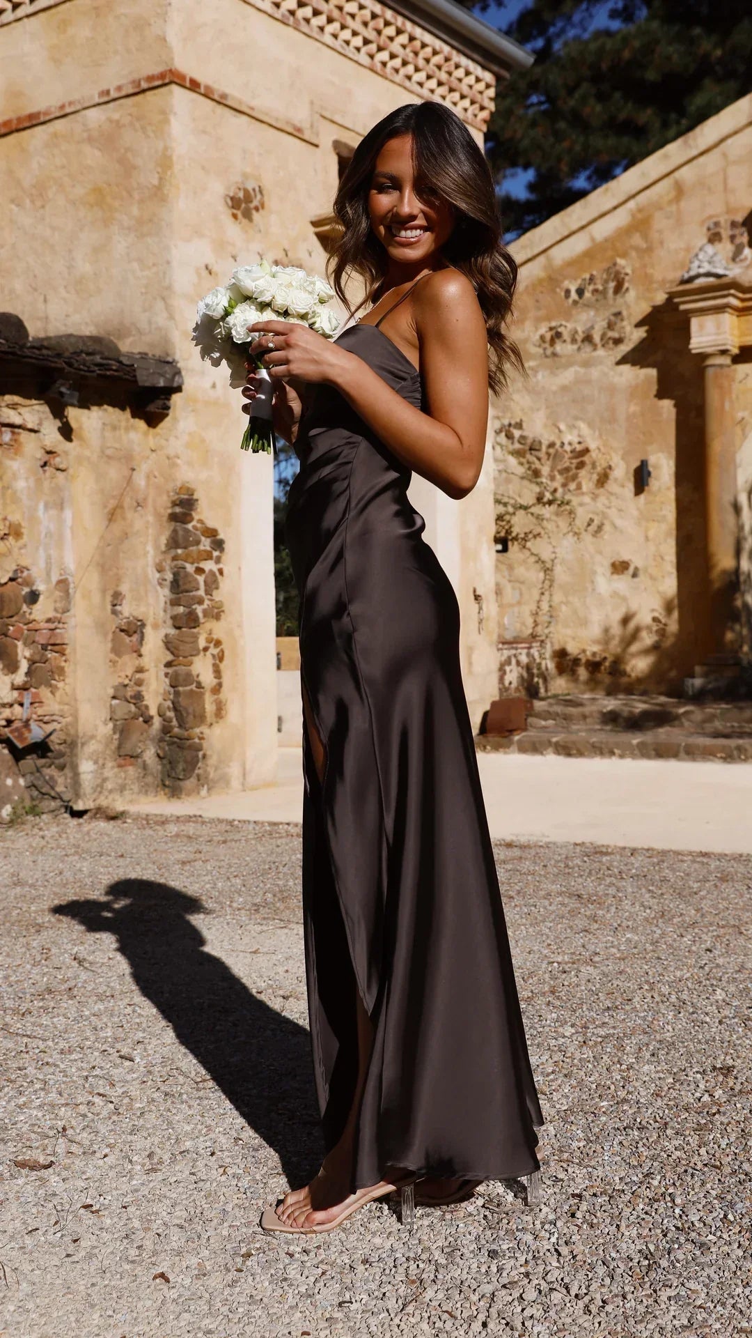 Maxi Dress Women's Elegant Draped Silhouette with Side Slit - Image 7