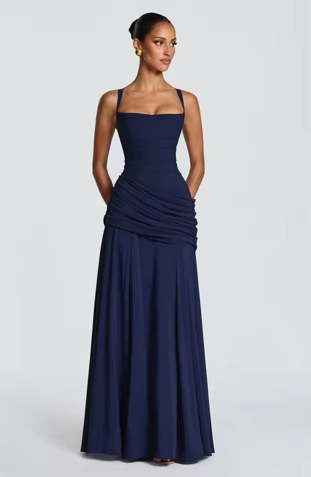 Maxi Dress Women with Structured Bodice and Flowing Skirt - Image 9