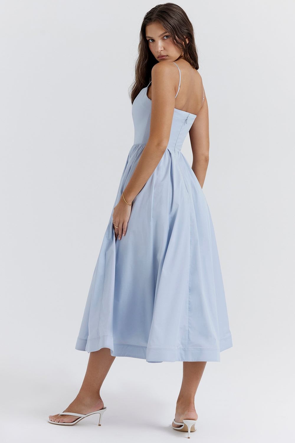 Midi Dress Women's Elegant Silhouette with Spaghetti Straps - Image 4