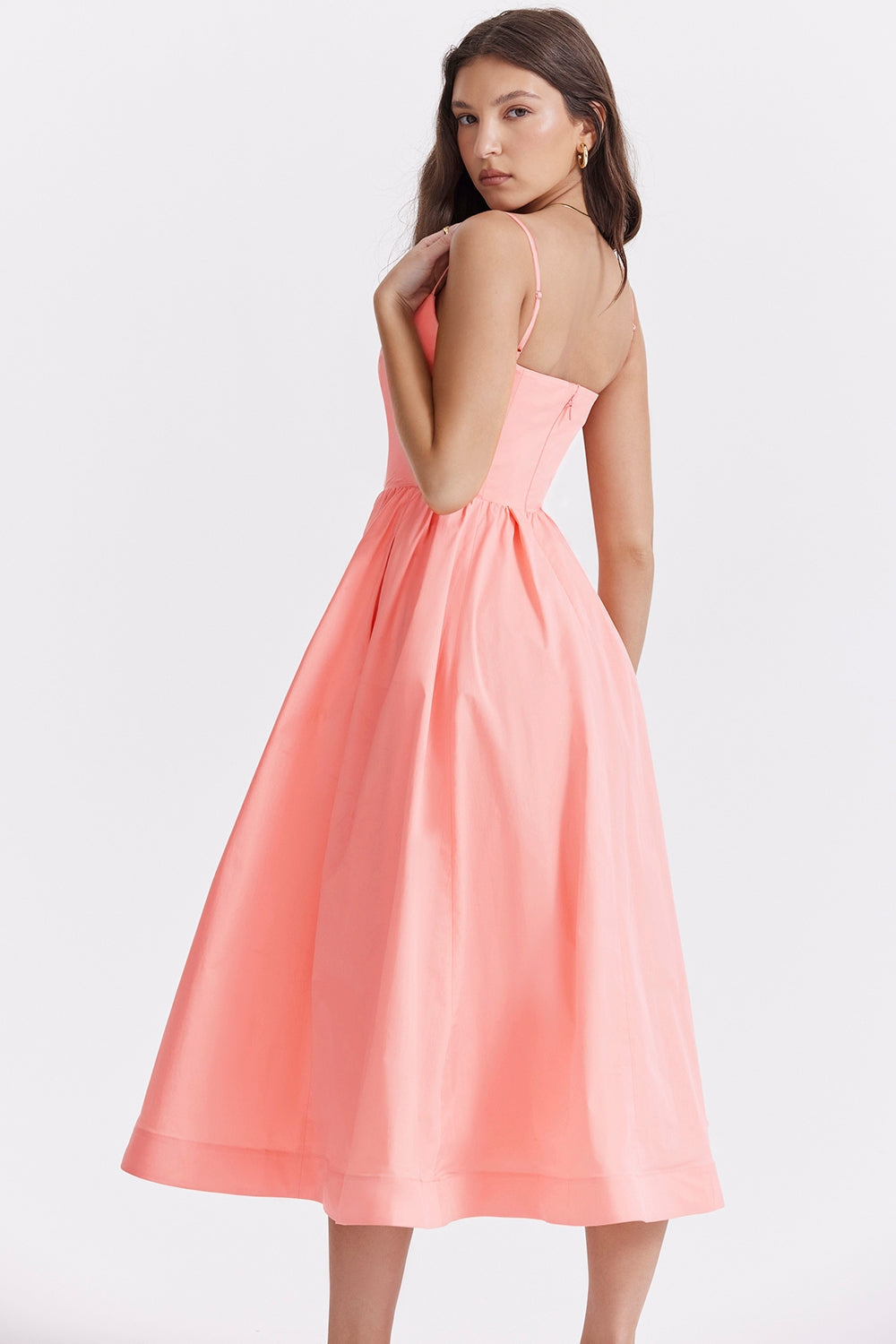 Midi Dress Women's Elegant Silhouette with Spaghetti Straps - Image 2