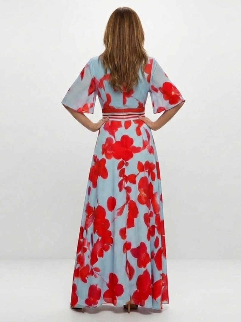 Lina – Elegantes Kurzarmkleid mit Blumenmuster für Damen - Image 2