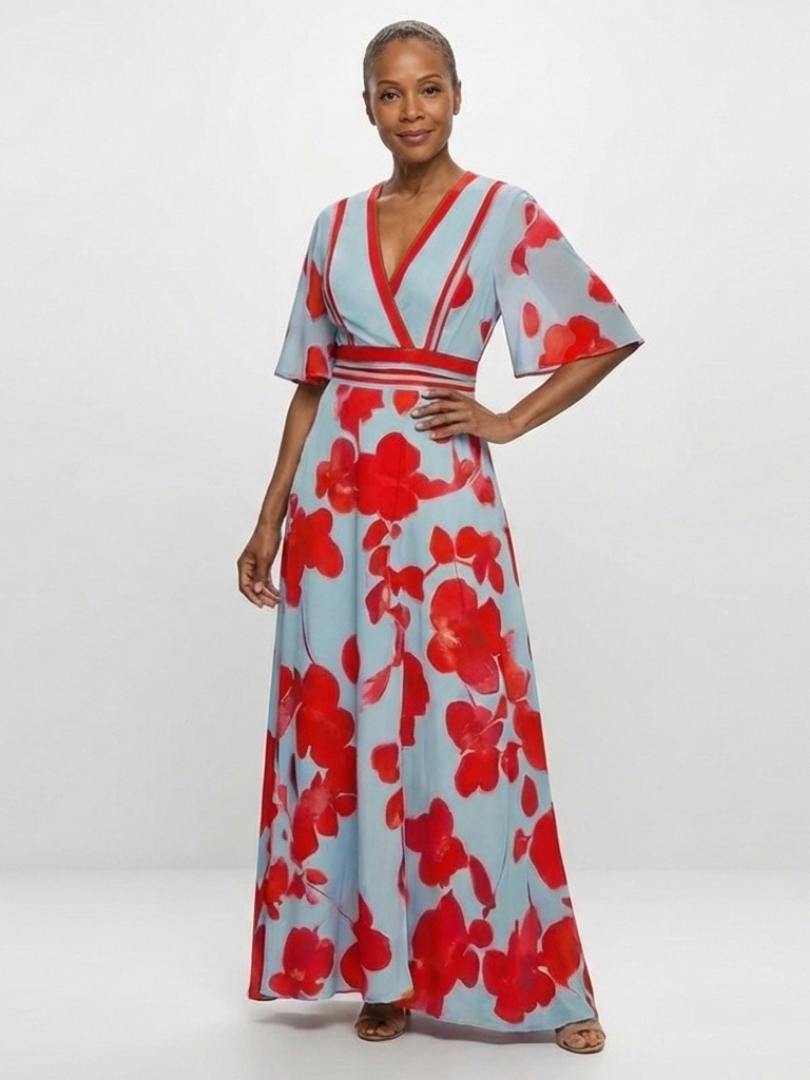 Lina – Elegantes Kurzarmkleid mit Blumenmuster für Damen - Image 4