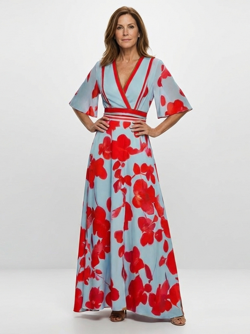 Lina – Elegantes Kurzarmkleid mit Blumenmuster für Damen - Image 1