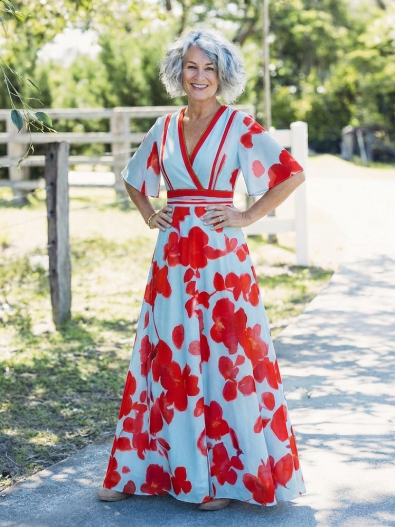 Lina – Elegantes Kurzarmkleid mit Blumenmuster für Damen - Image 5