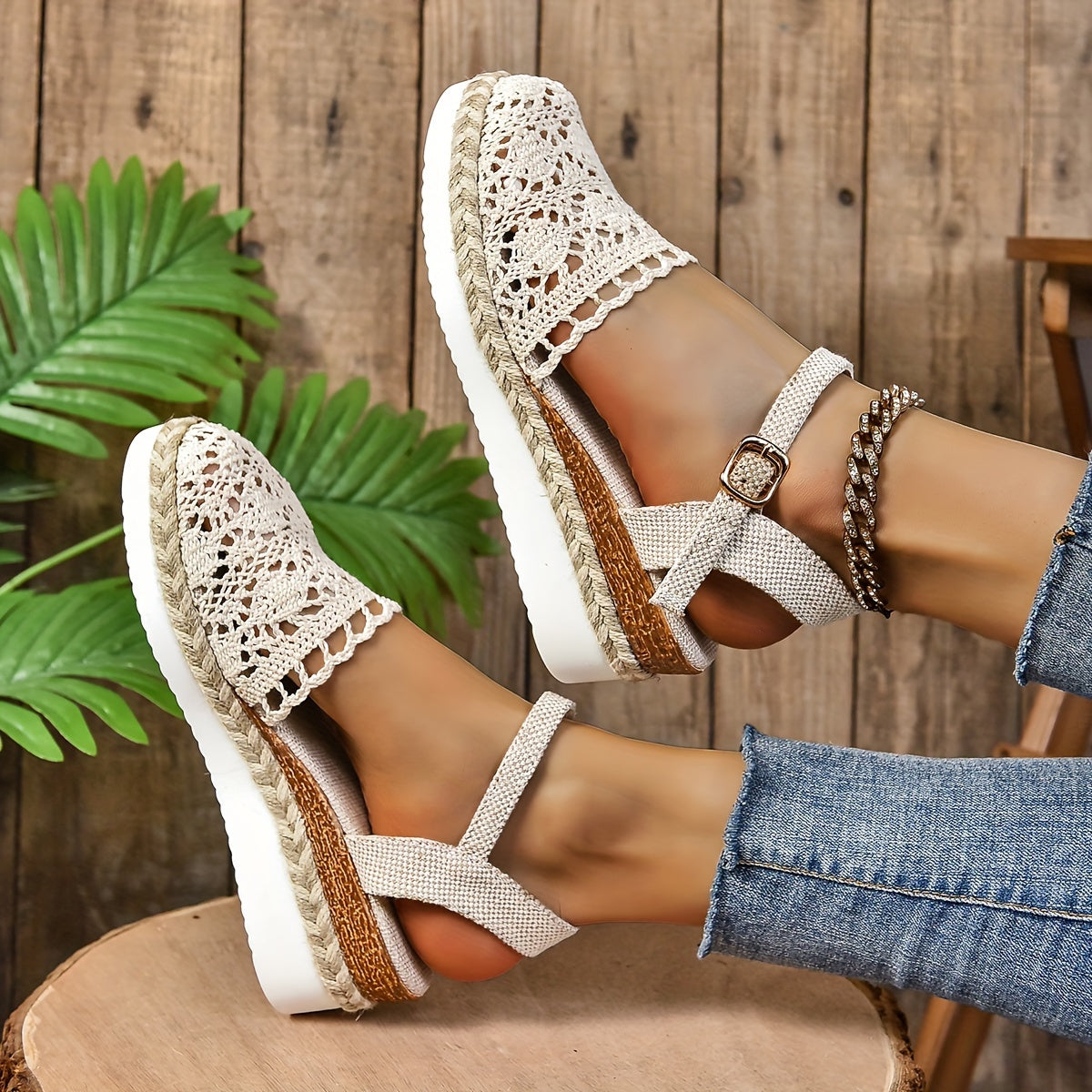 Annika – Women Crochet Wedge Sandals - Image 9