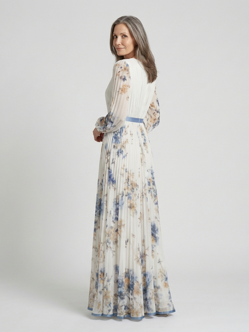 Emma – Elegantes Langarmkleid mit V-Ausschnitt für Damen - Image 2