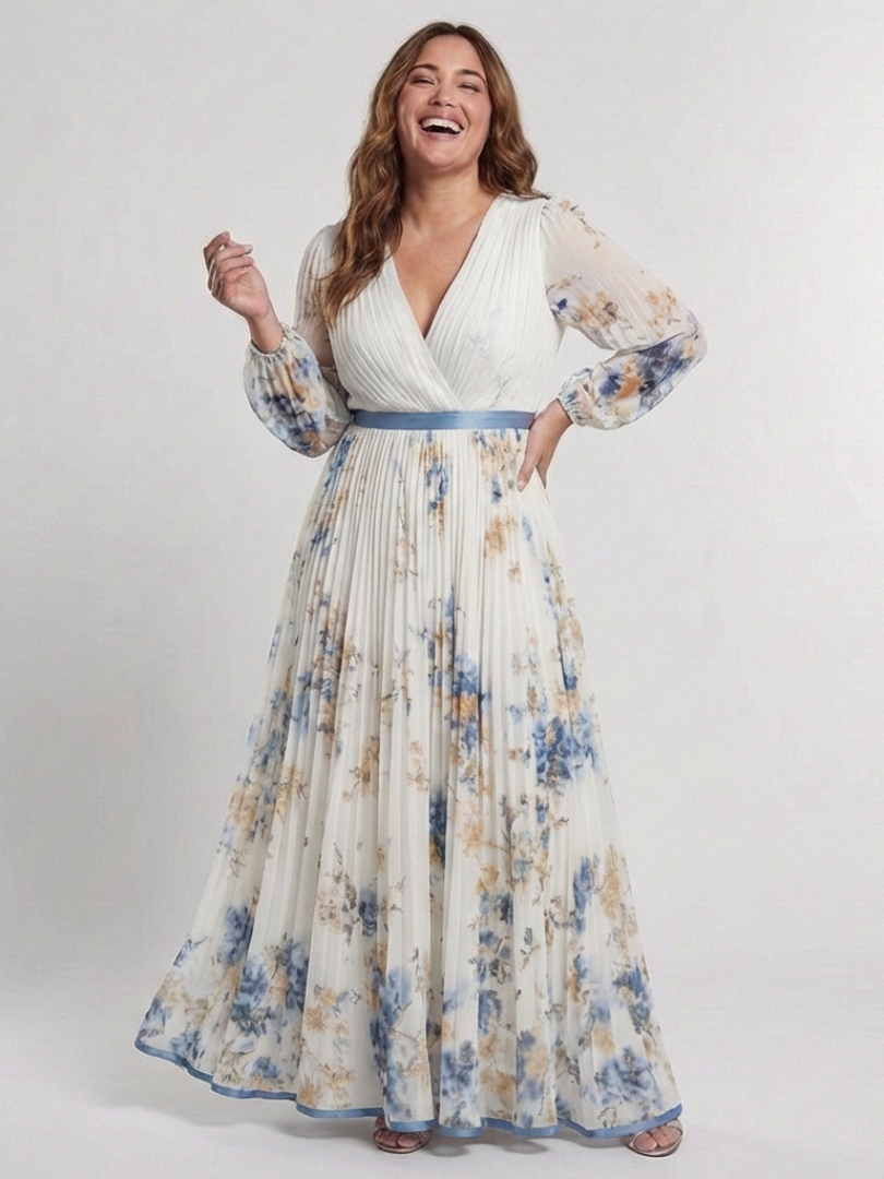 Emma – Elegantes Langarmkleid mit V-Ausschnitt für Damen - Image 4