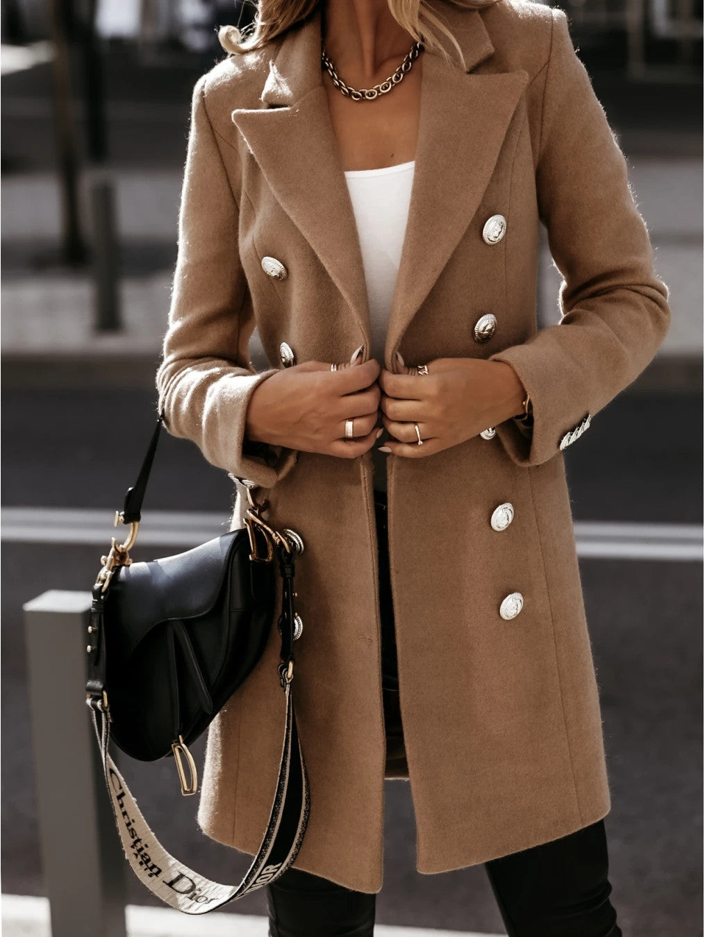 Double-breasted women's jacket with a fitted silhouette and elegant buttons - J&B; - 2 - Elvaroza.com