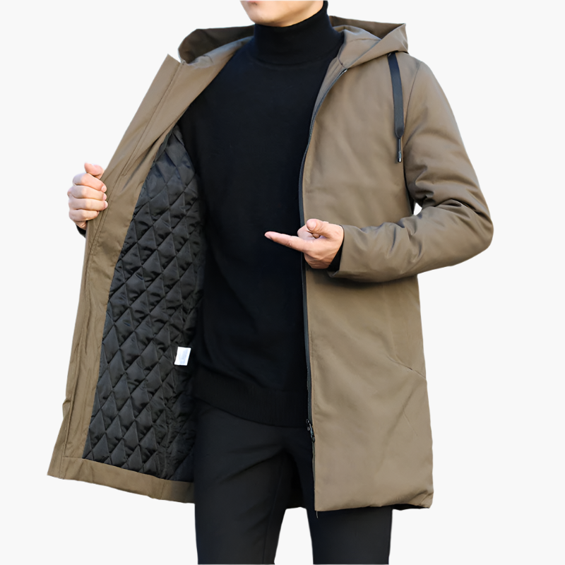 Long Men's Jacket with Hood and Zipper - J&B; - 8 - Elvaroza.com