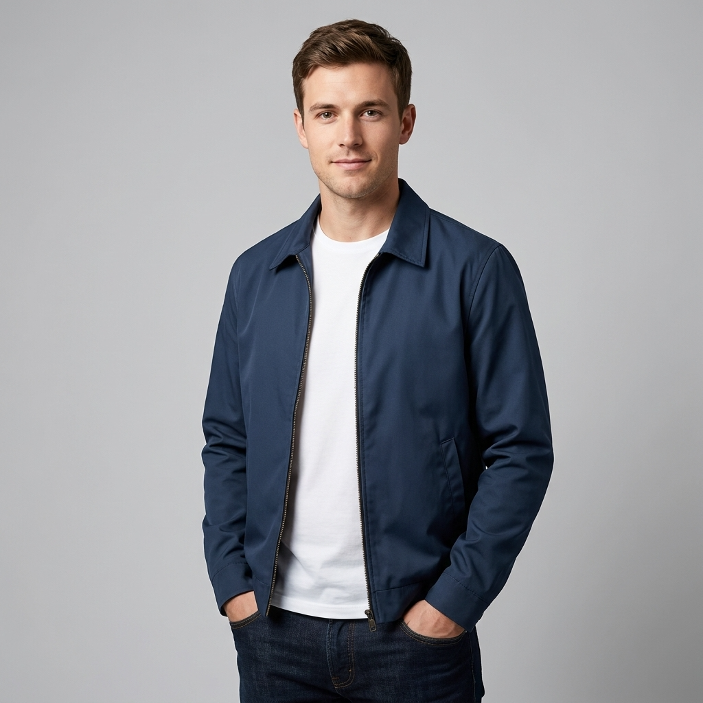 Casual men's jacket in a slim fit with a zipper - J&B; - 4 - Elvaroza.com