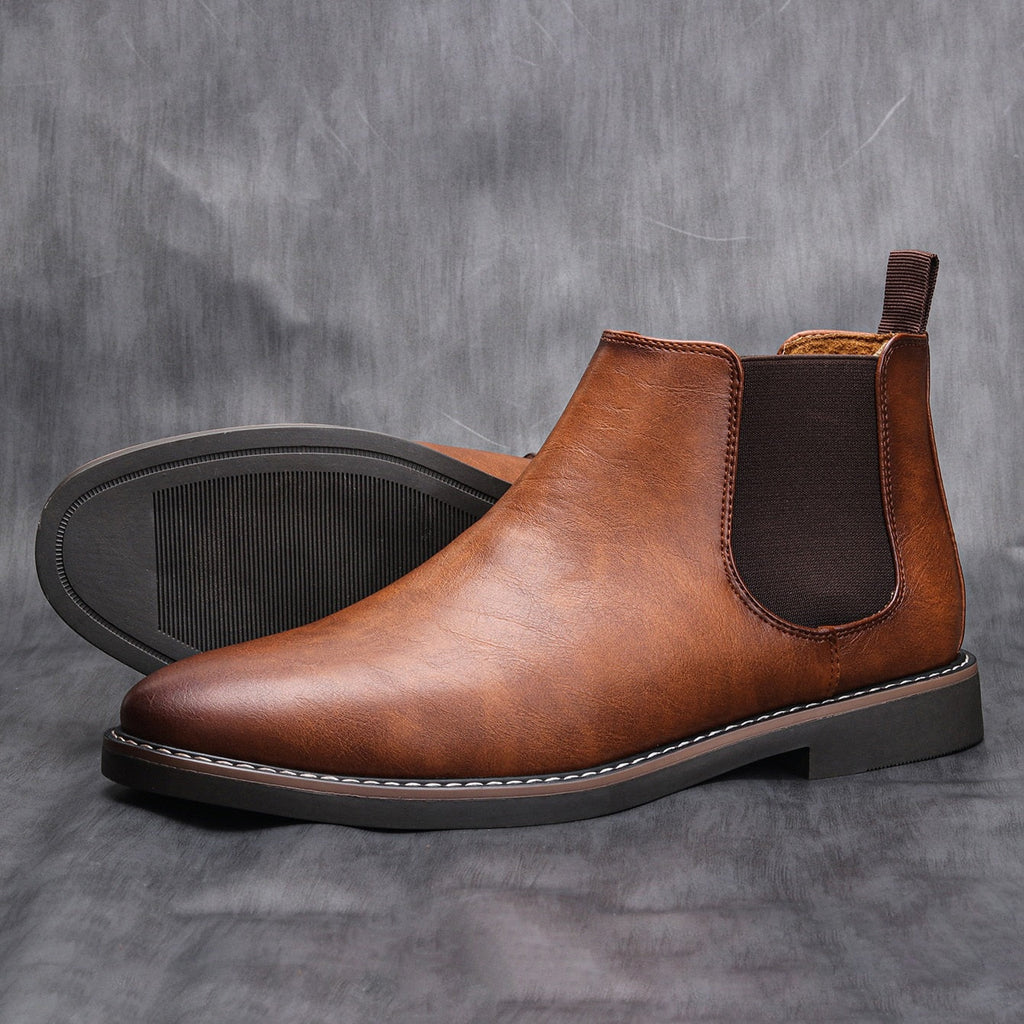 Men's Brown Chelsea Boots with Elastic Inserts - J&B; - 7 - Elvaroza.com