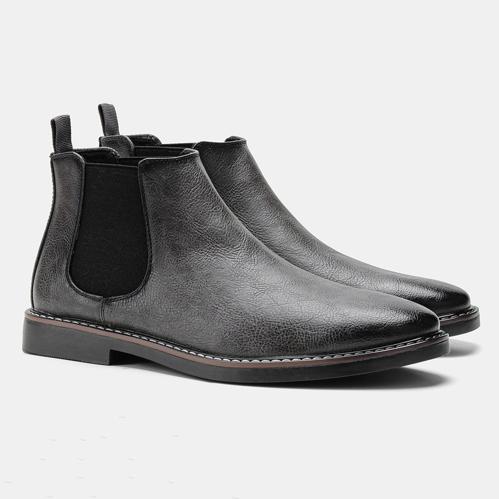 Men's Brown Chelsea Boots with Elastic Inserts - J&B; - 4 - Elvaroza.com