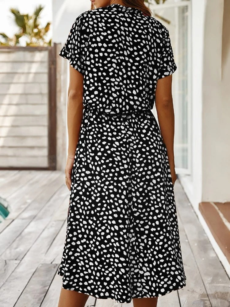 Midi Dress Women with Button Front and Flattering Drawstring Waist - Image 13