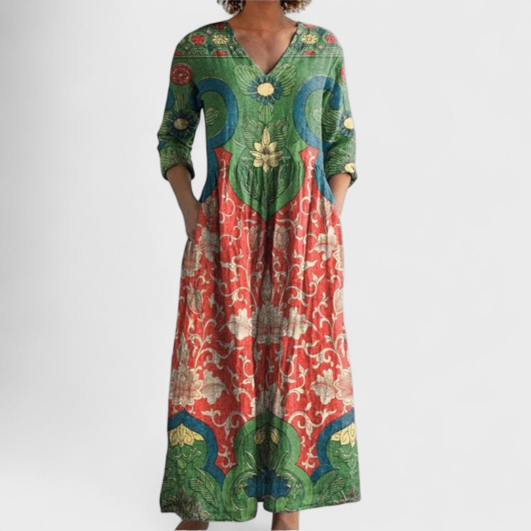 Marie – Women Vintage floral print Dress - Image 1