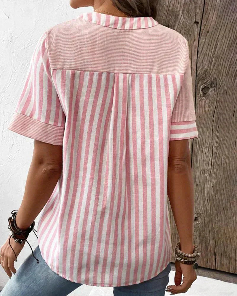 Verena – Women Striped Button-Up Blouse - Image 4