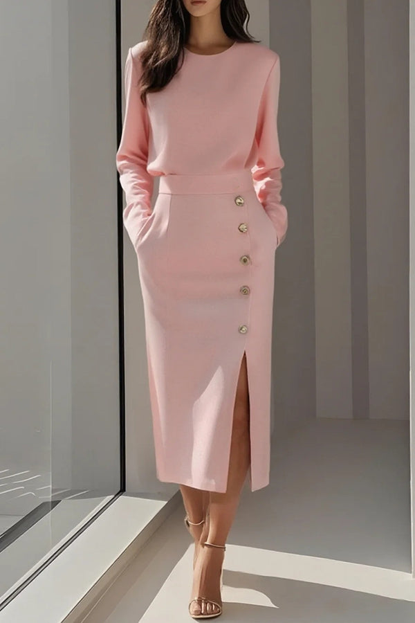 Gabriele – Elegant Button-Detail  Skirt - Image 3