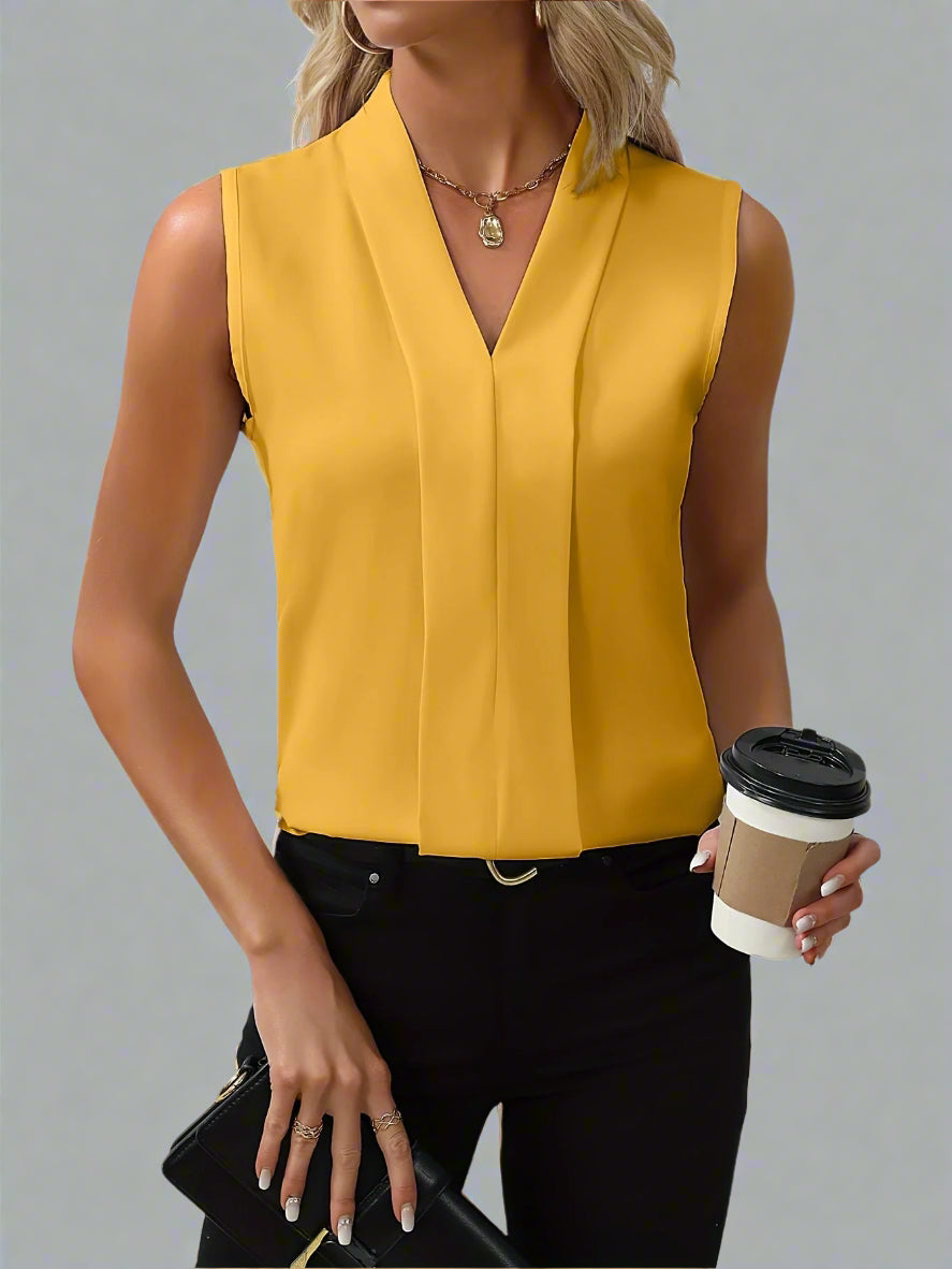 Anja – Women Sleeveless Pleated Blouse - Image 3